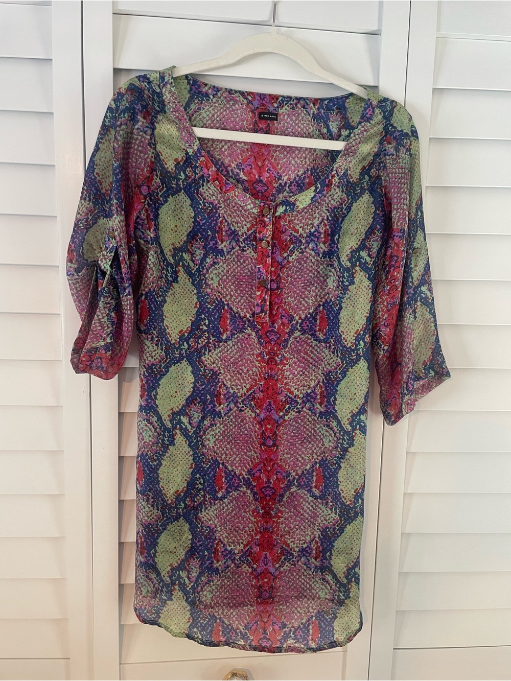 Zingara silk sheer snakeskin print coverup